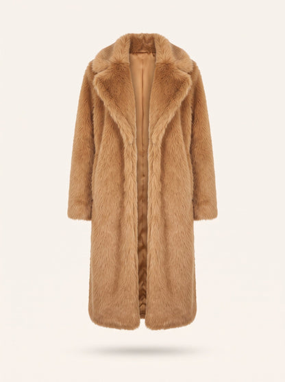 Women's Longline Faux Fur Coat – Amber Fox – packshot