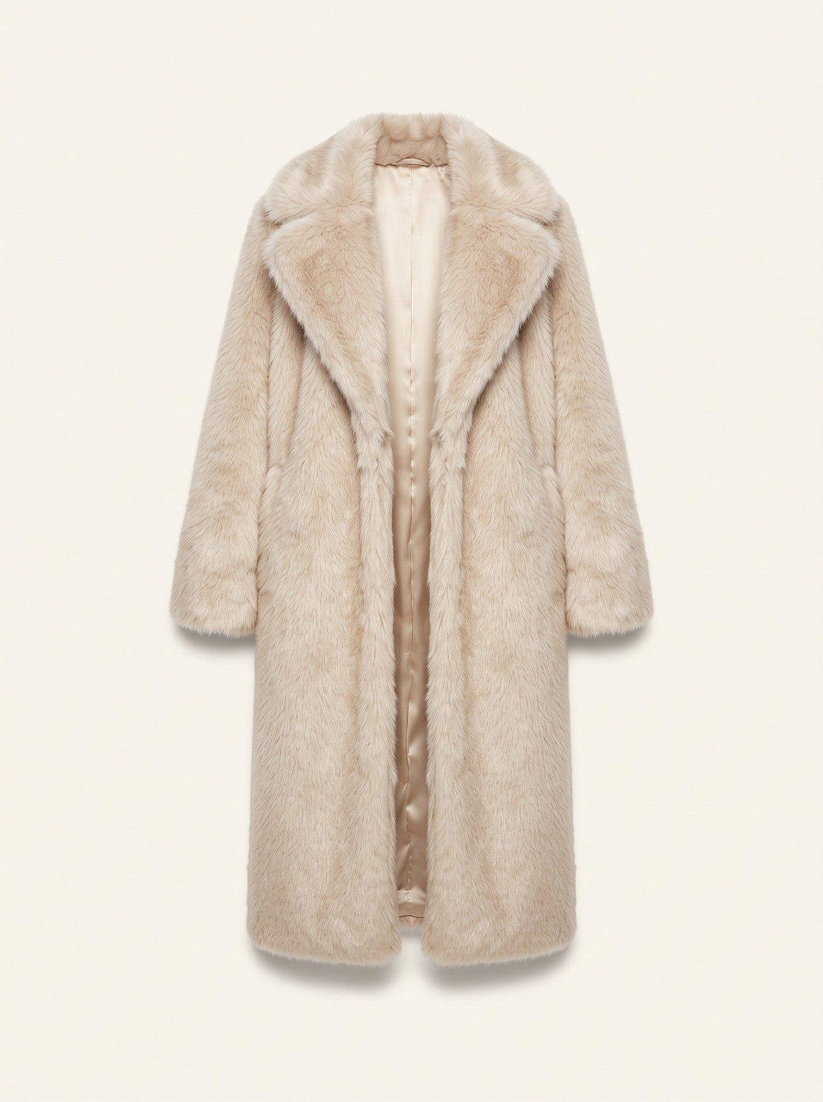 Women's Longline Faux Fur Coat – Beige – packshot