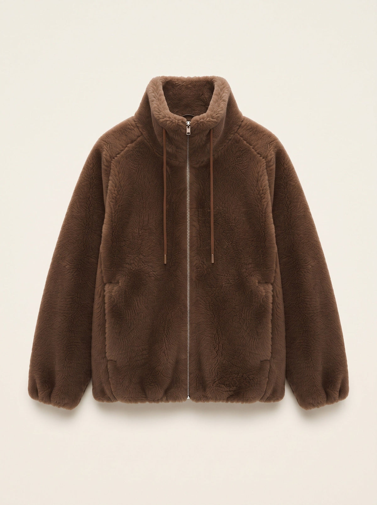 Women's Faux Shearling Jacket – Dark Brown – packshot