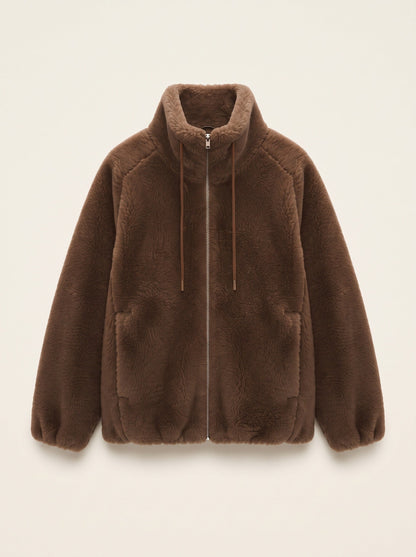 Women's Faux Shearling Jacket – Dark Brown – packshot