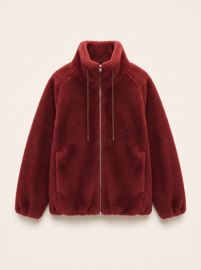 Women's Faux Shearling Jacket – Red – packshot