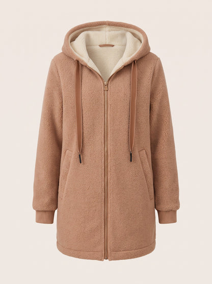 Women's Hooded Fleece Jacket – Brown – front packshot