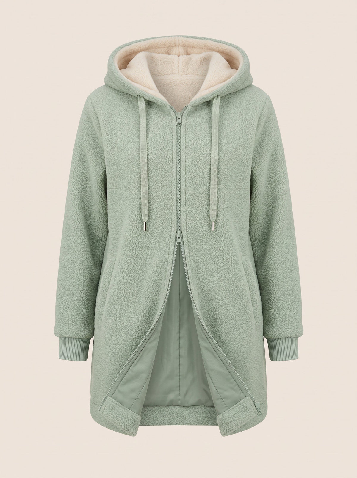 Women's Hooded Fleece Jacket – Green – front packshot