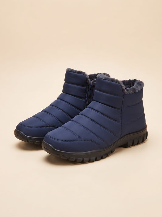 Men's Faux Fur Lined Winter Ankle Boots – Blue – pair, 3/4 view