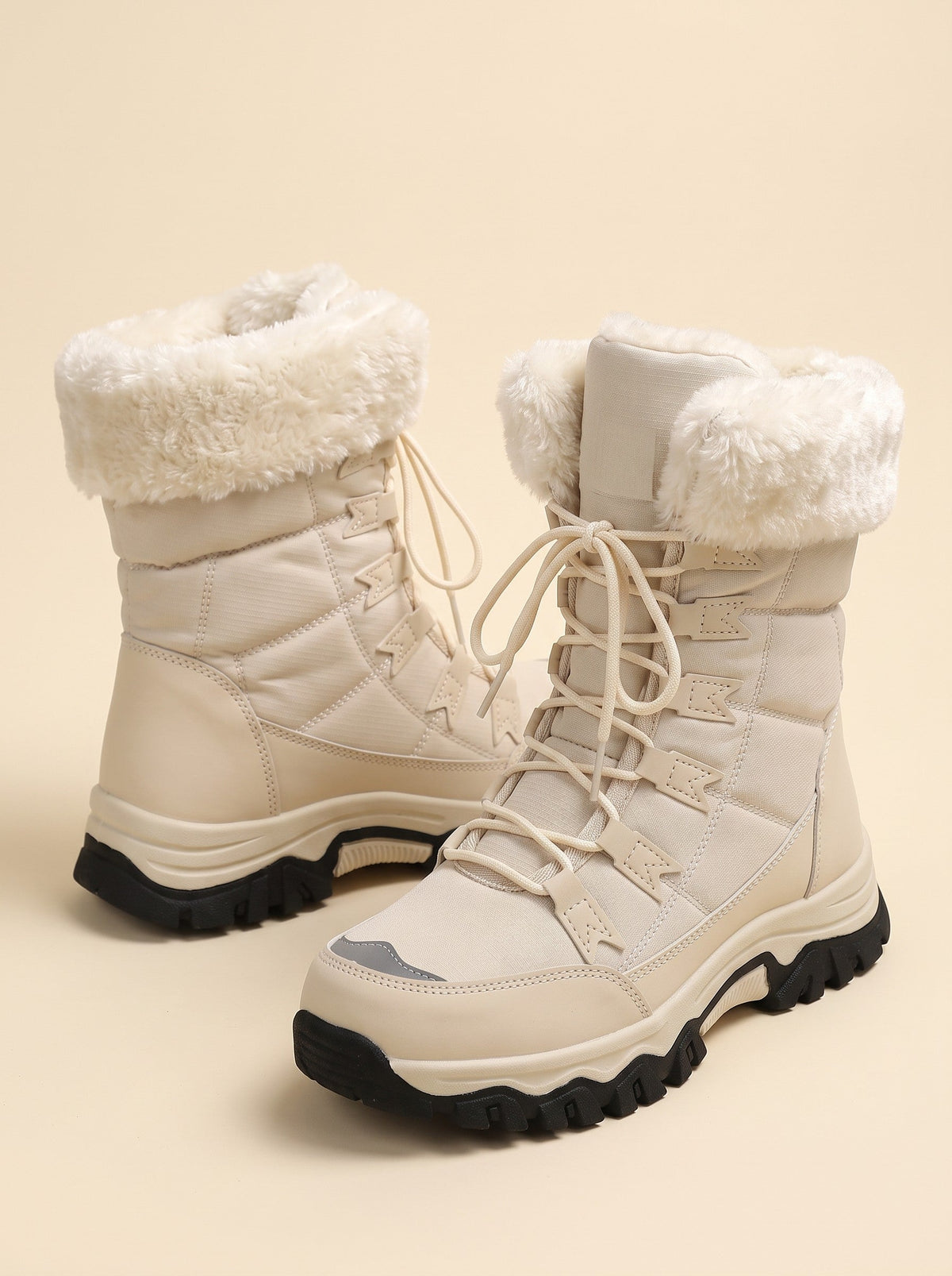 Women's Faux Fur Lined Winter Boots – Beige – packshot