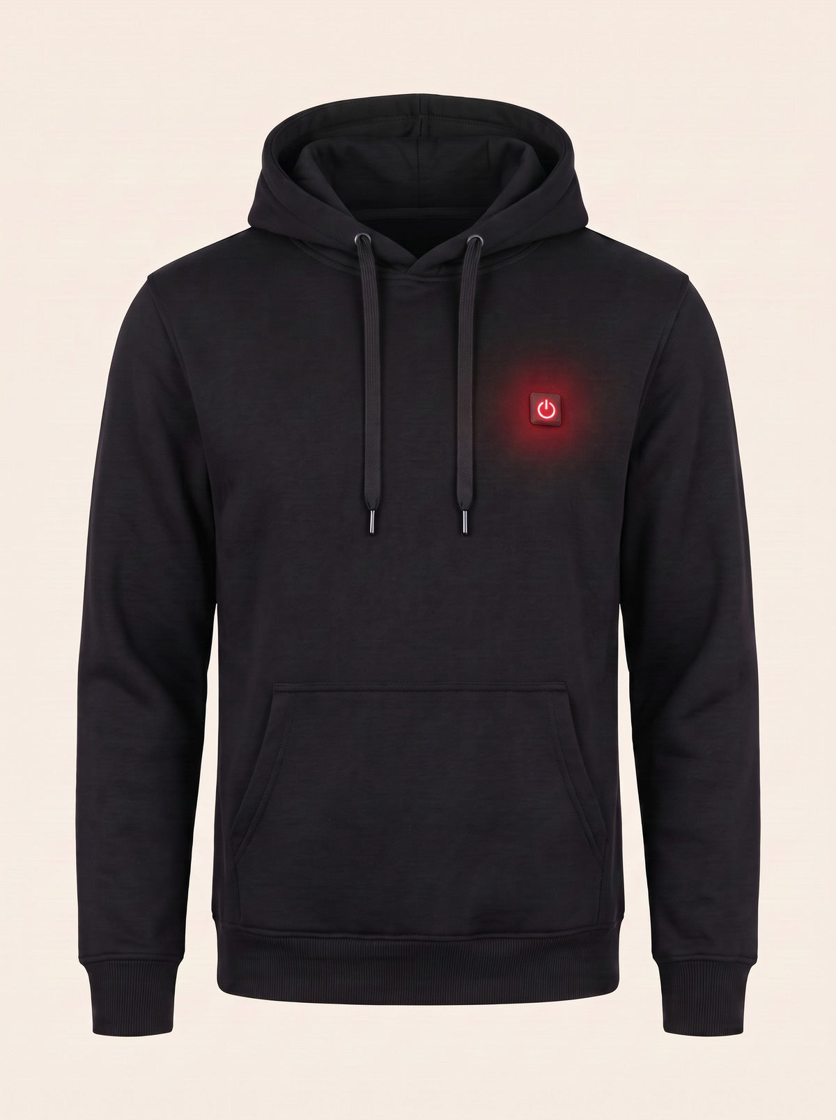 Heated Hoodie Unisex – Black – front, controller switched on