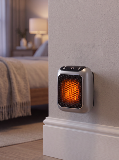 Ceramic Space Heater 500 W – plugged into a bedroom wall socket