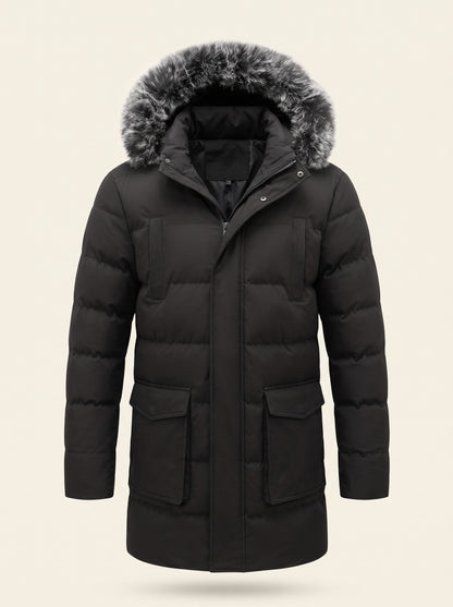 Men's Hooded Winter Parka – Black – front packshot