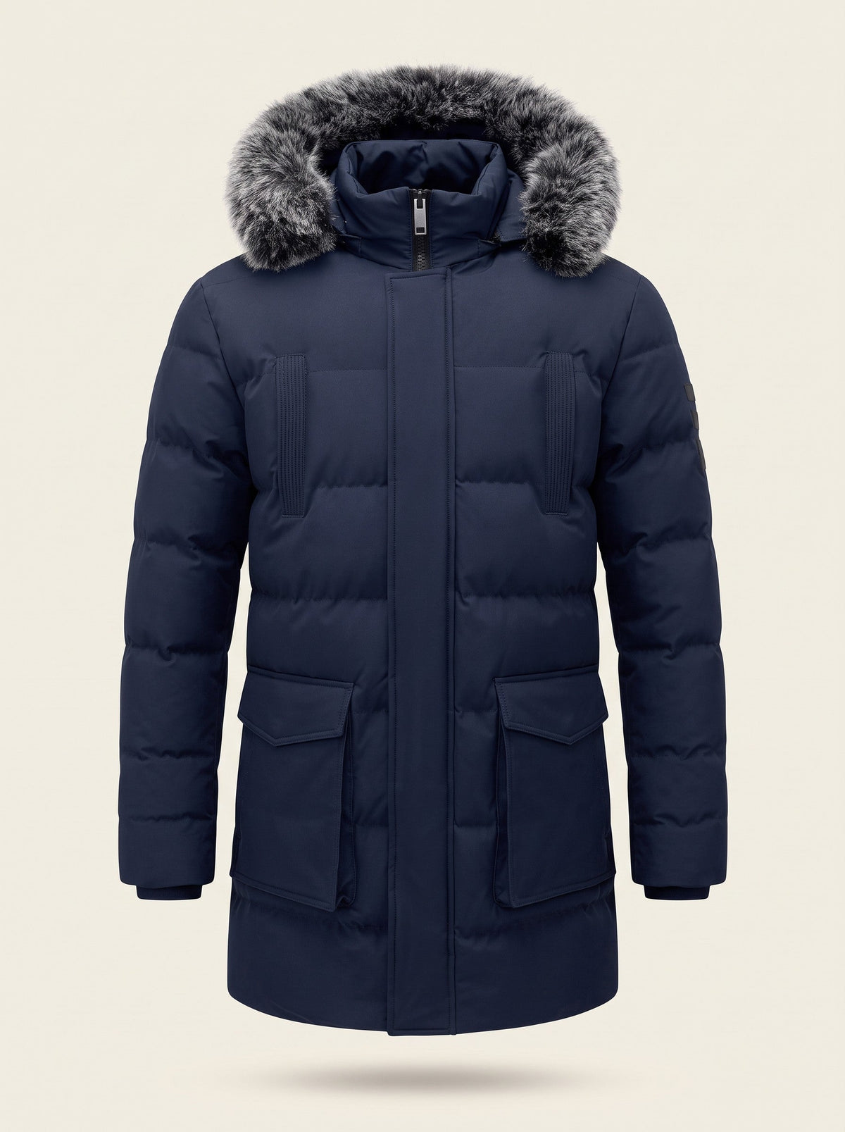 Men's Hooded Winter Parka – Blue – front packshot