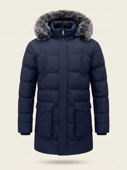 Men's Hooded Winter Parka – Blue – front packshot
