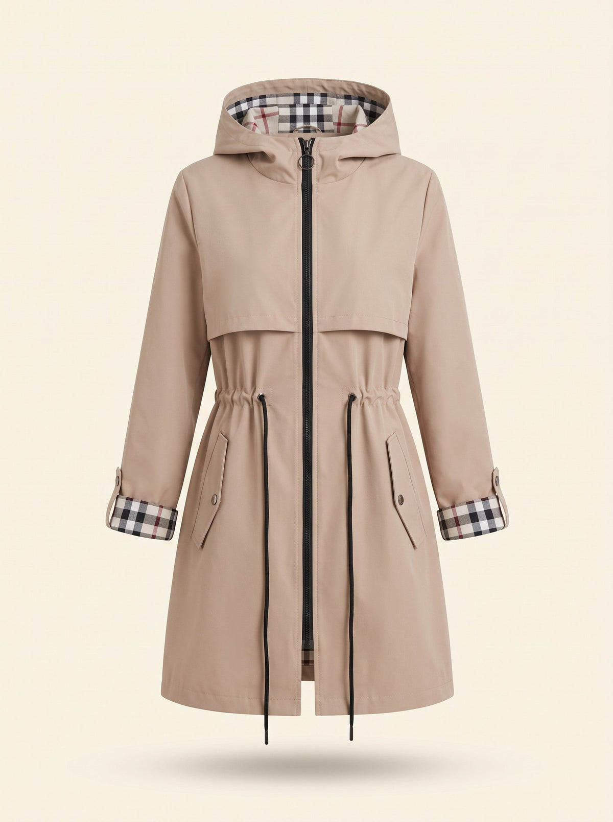 Women's Hooded Raincoat – Beige – packshot