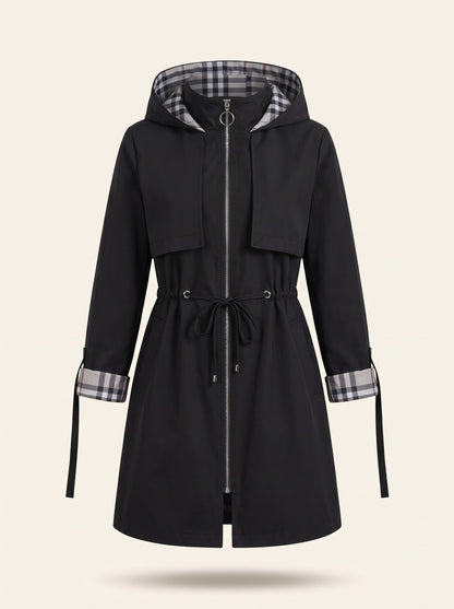 Women's Hooded Raincoat – Black – packshot