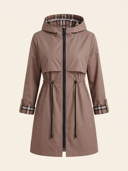 Women's Hooded Raincoat – Brown – packshot