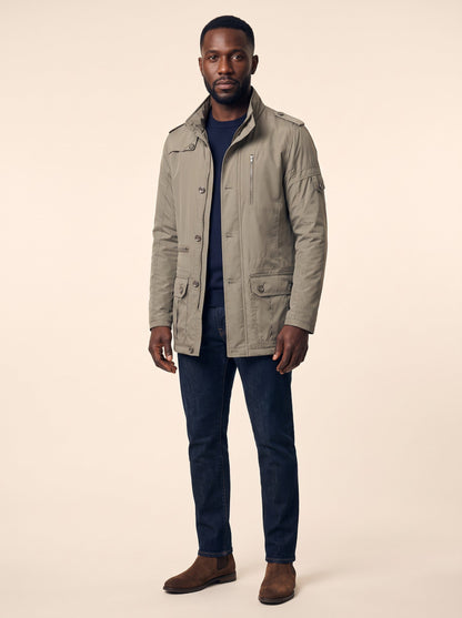 Men's Insulated Winter Coat – Beige – on model