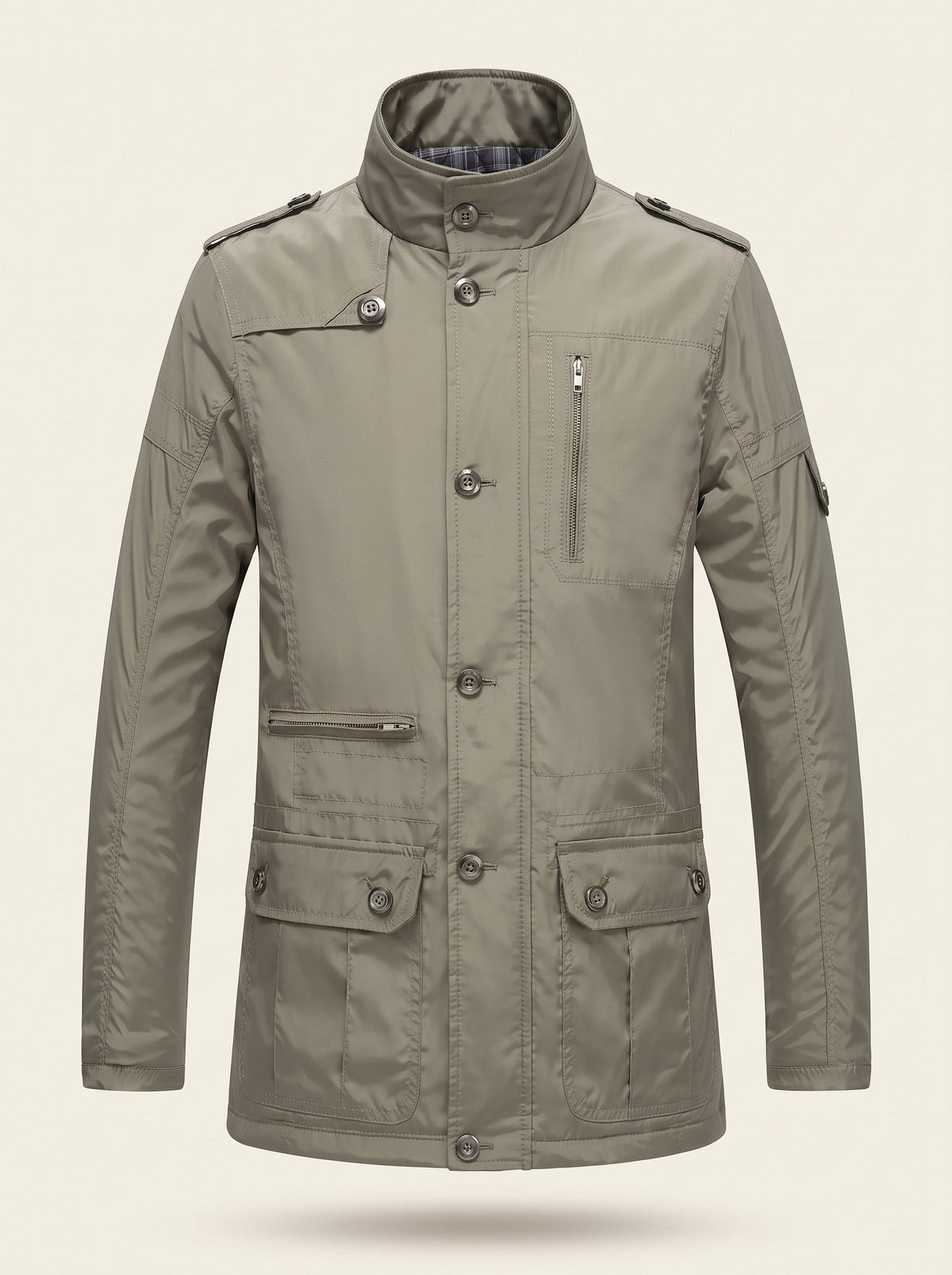 Men's Insulated Winter Coat – Beige – front packshot