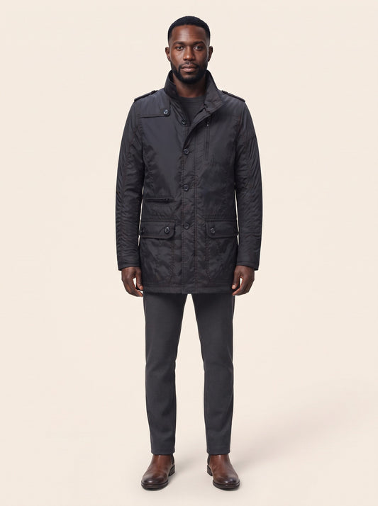 Men's Insulated Winter Coat – Black – on model