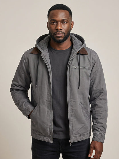 Men's Lightweight Jacket – Grey – worn, front view