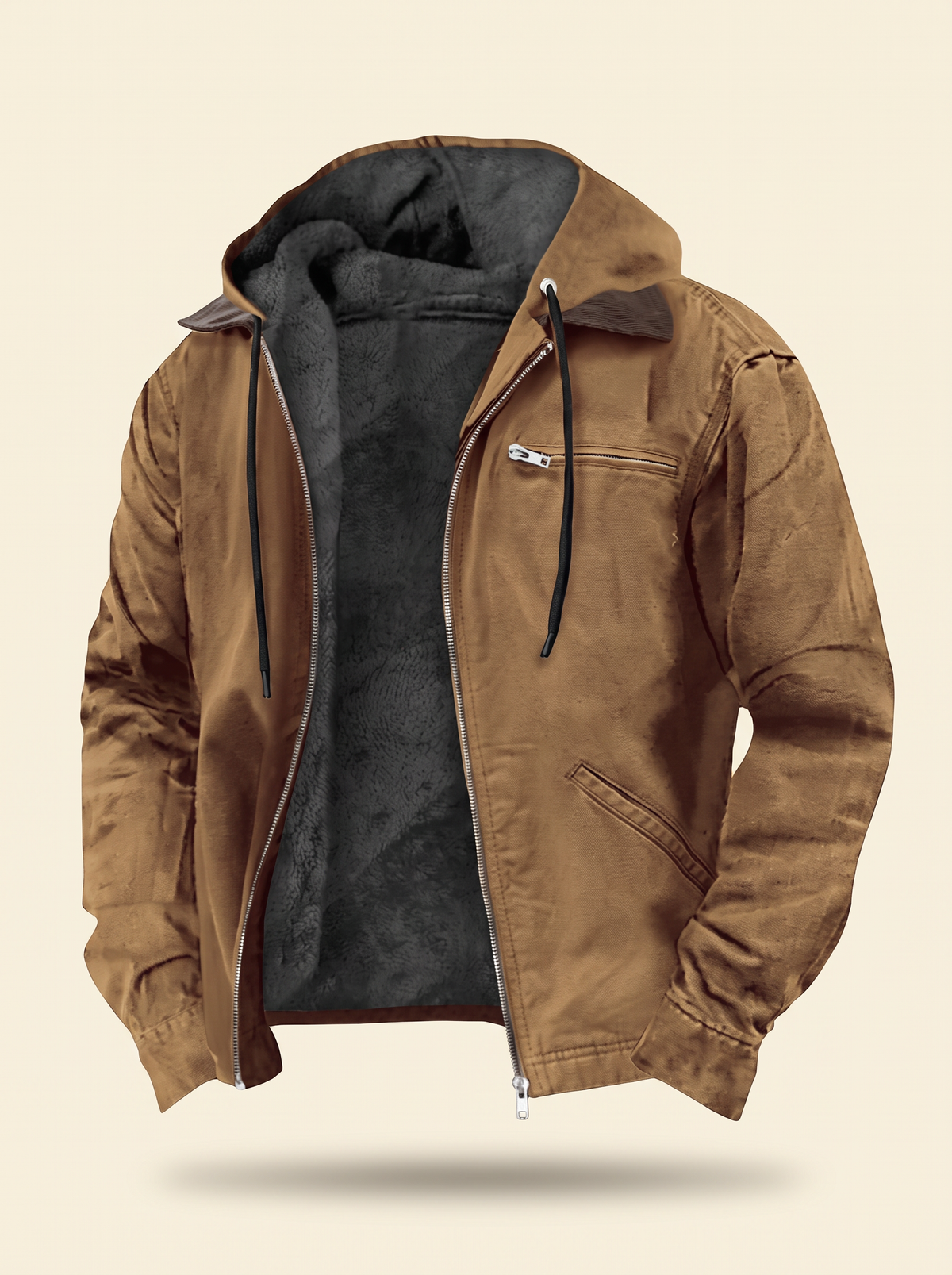 Men's Lightweight Jacket – Brown – front view on plain background
