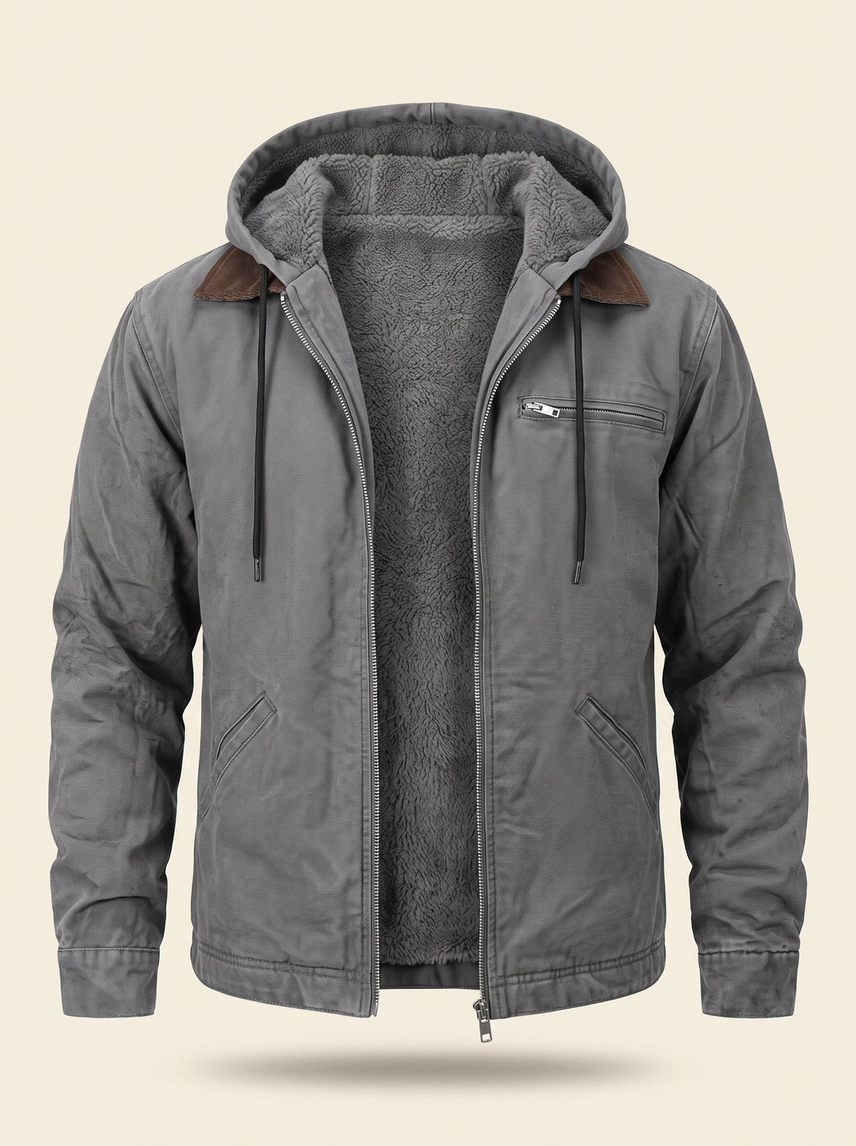 Men's Lightweight Jacket – Grey – front view on plain background