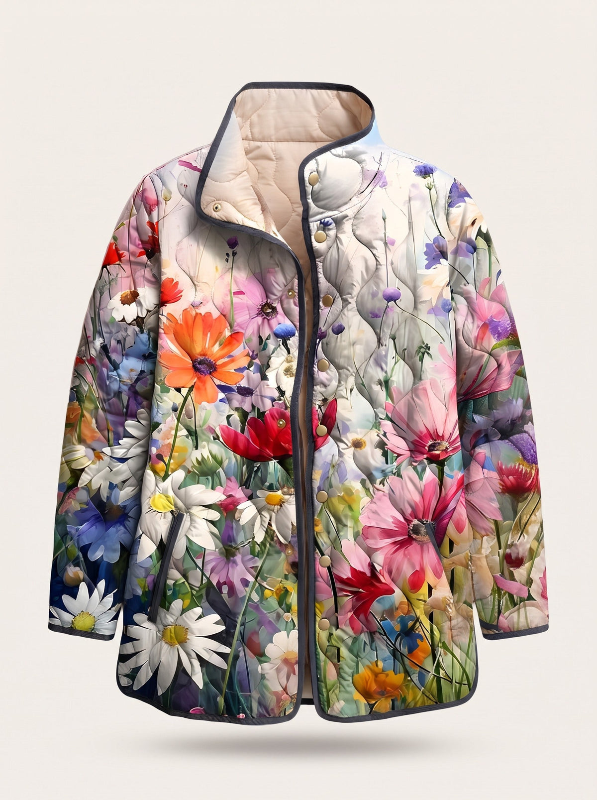 Women's Floral Quilted Jacket – Garden Floral – packshot