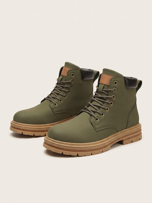 Men's Lace-Up Ankle Boots – Green – pair, 3/4 view