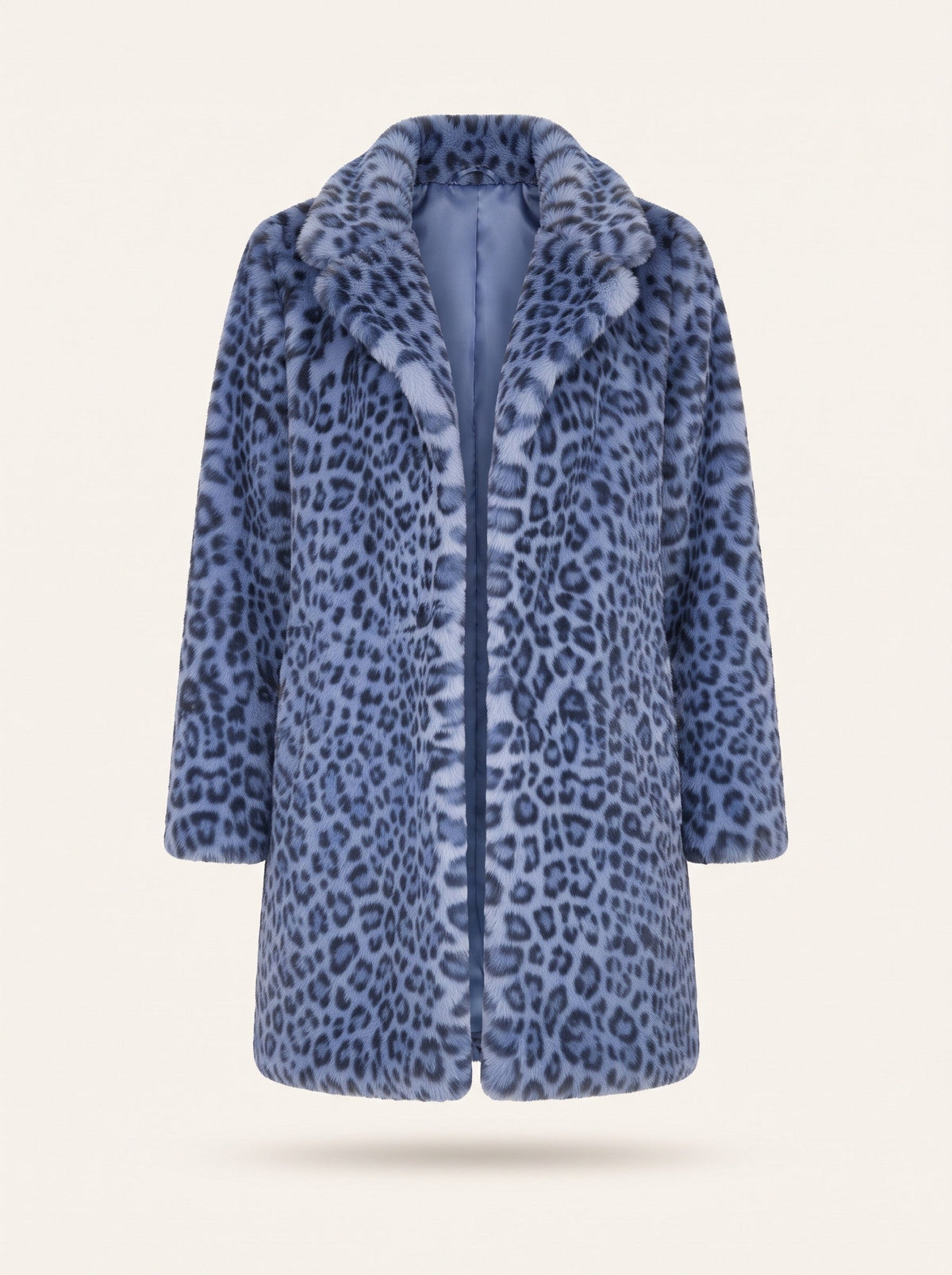 Women's Leopard Print Faux Fur Coat – Blue – packshot