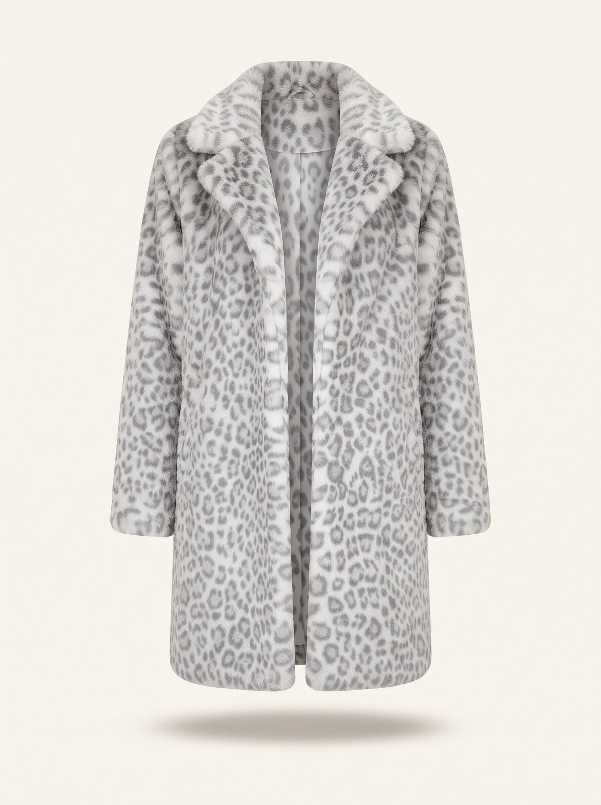 Women's Leopard Print Faux Fur Coat – Grey – packshot