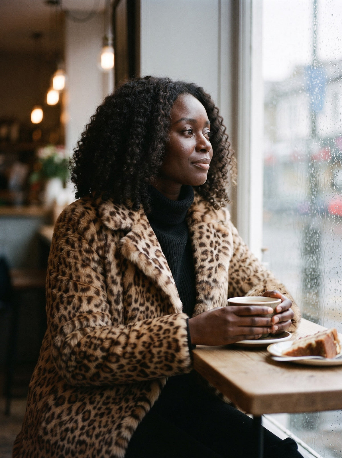Women's Leopard Print Faux Fur Coat – Khaki – lifestyle café