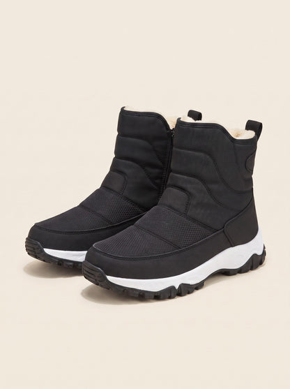 Men's Warm Lined Winter Boots – Black – pair, 3/4 view