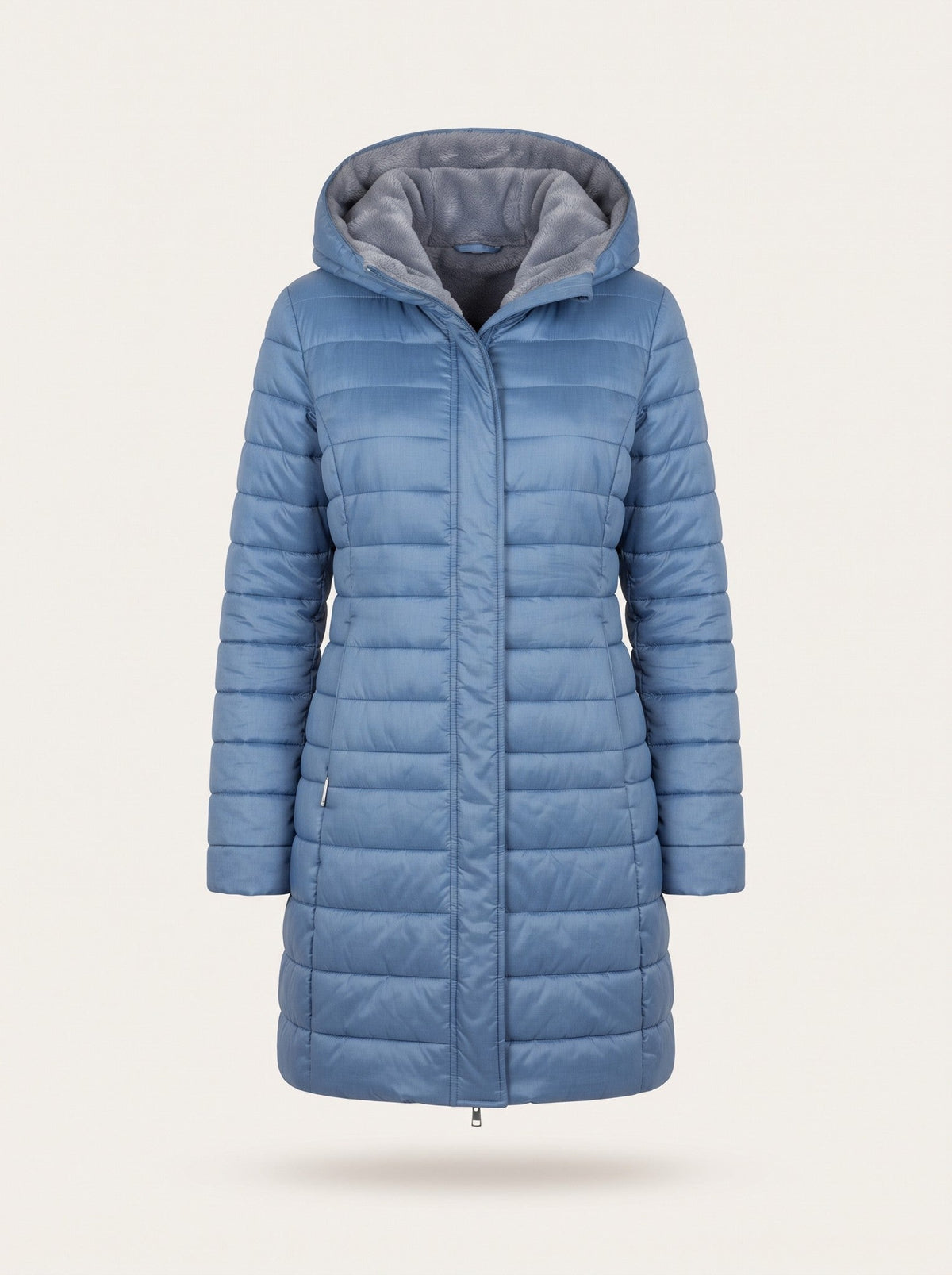 Women's Quilted Longline Puffer Coat – Blue – packshot