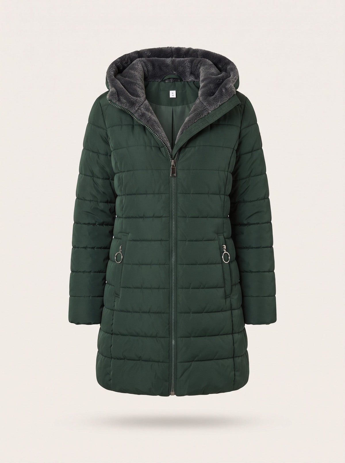 Women's Quilted Longline Puffer Coat – Dark Green – packshot