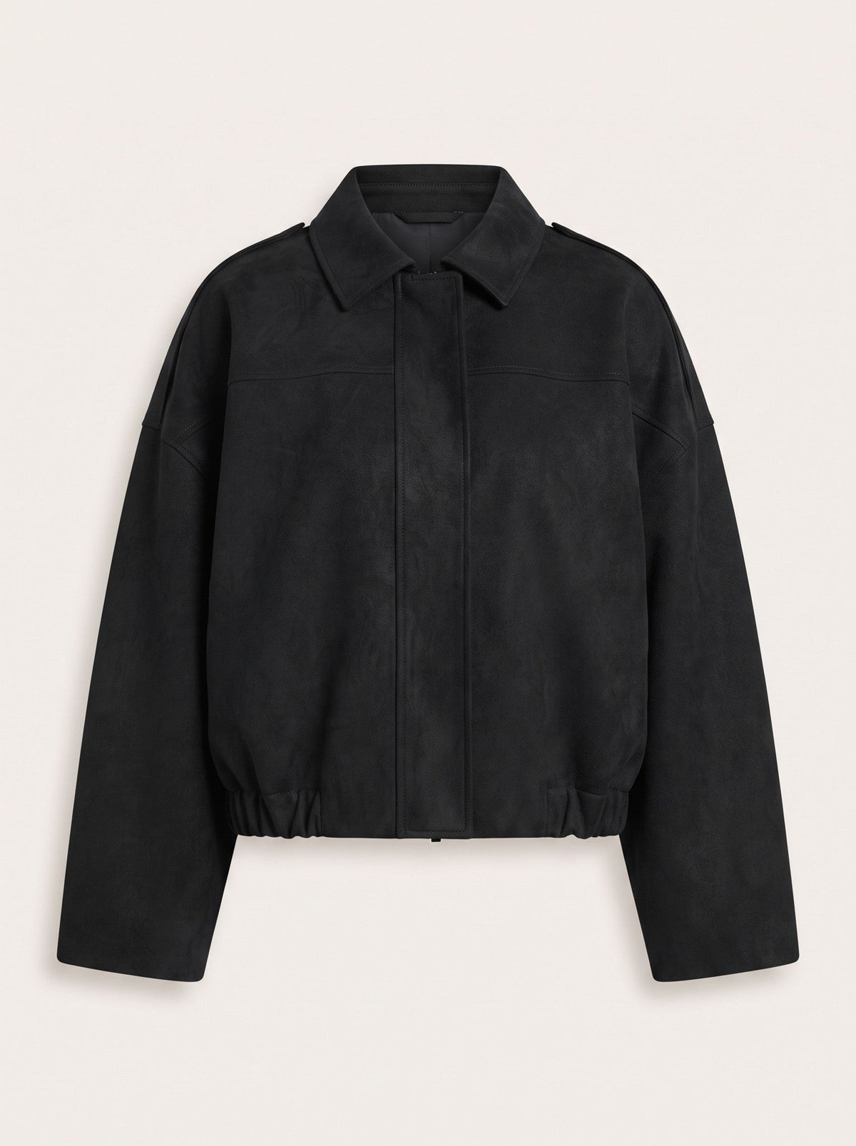 Women's Oversized Cropped Bomber Jacket – Black – packshot
