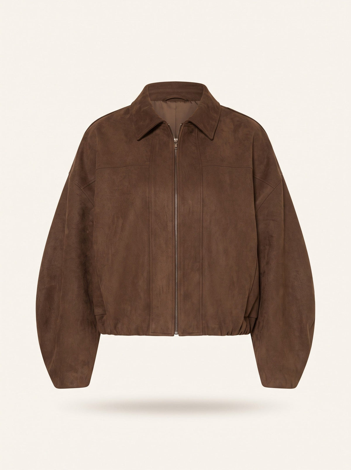 Women's Oversized Cropped Bomber Jacket – Brown – packshot