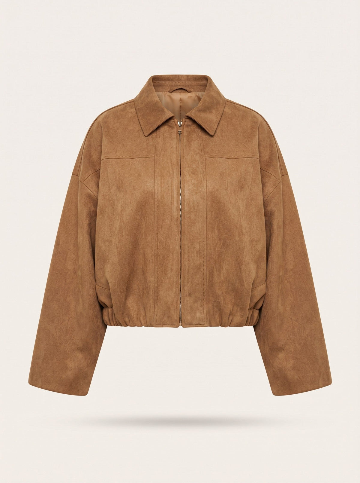 Women's Oversized Cropped Bomber Jacket – Camel – packshot