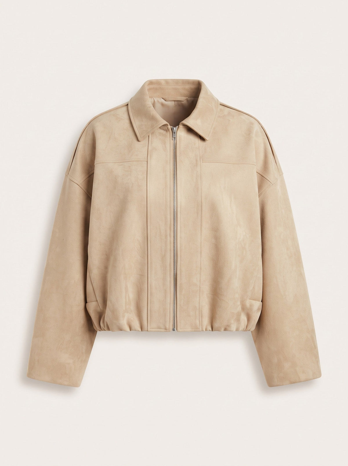 Women's Oversized Cropped Bomber Jacket – Light Beige – packshot