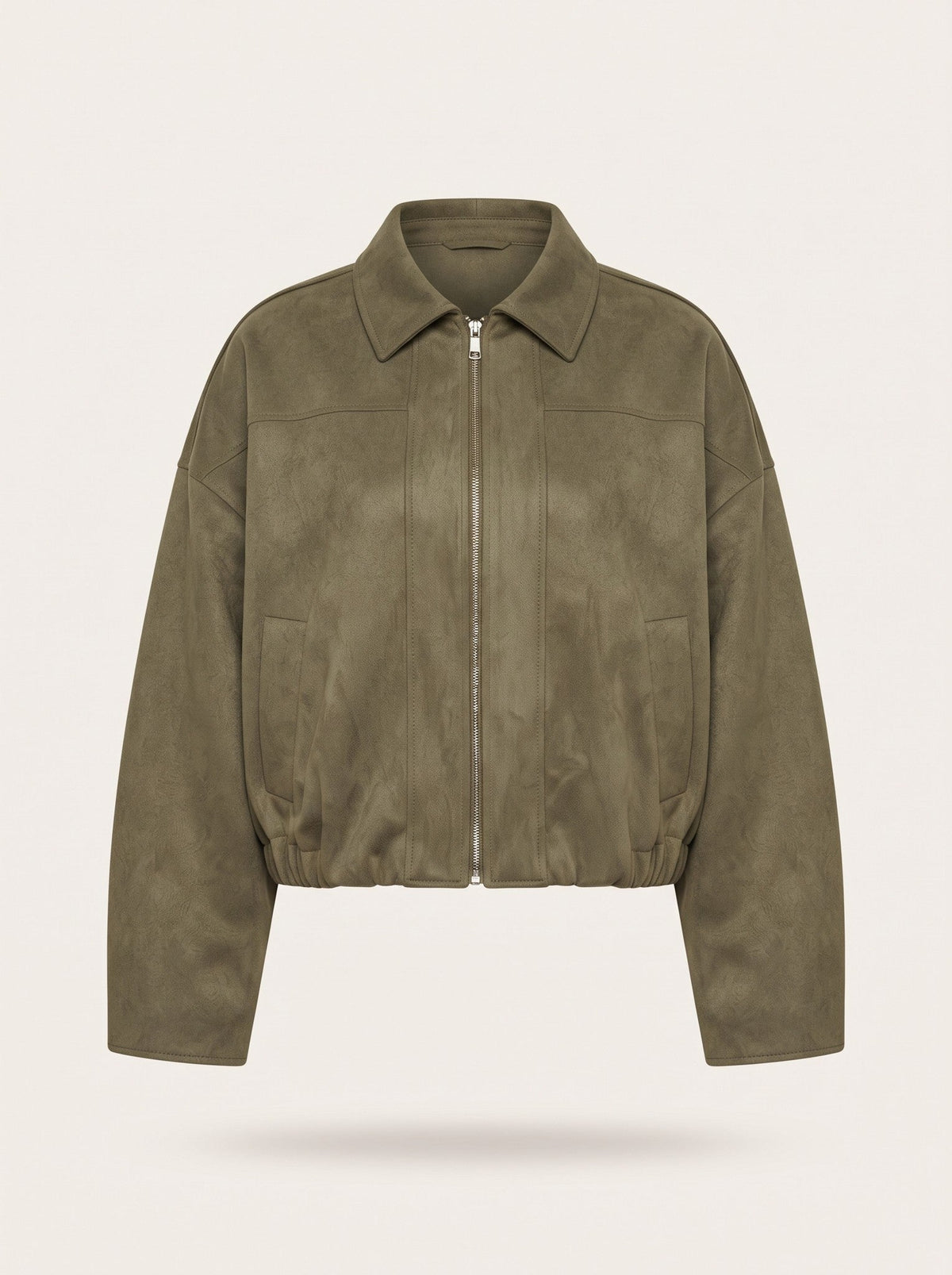 Women's Oversized Cropped Bomber Jacket – Olive Green – packshot
