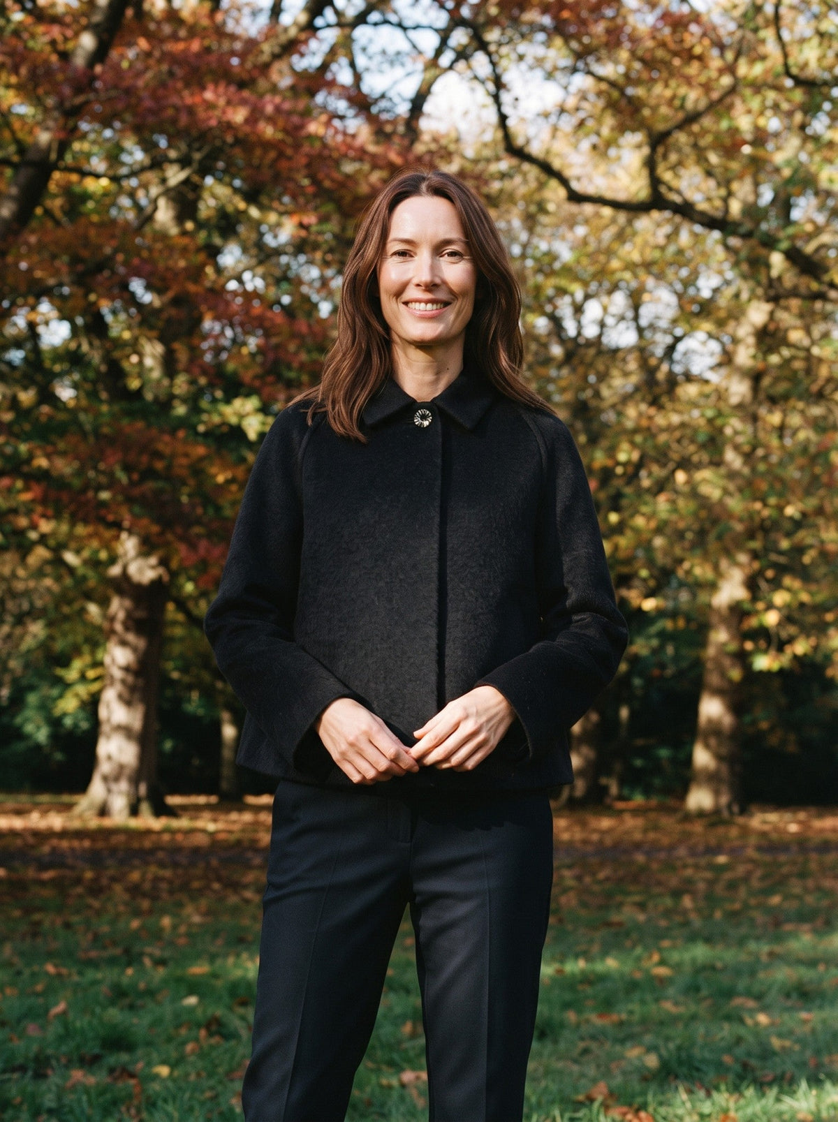 Women's Short Wool-Look Jacket – Black – lifestyle