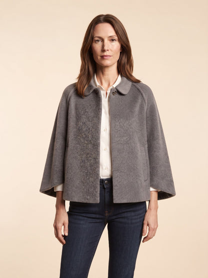 Women's Short Wool-Look Jacket – Grey – on model