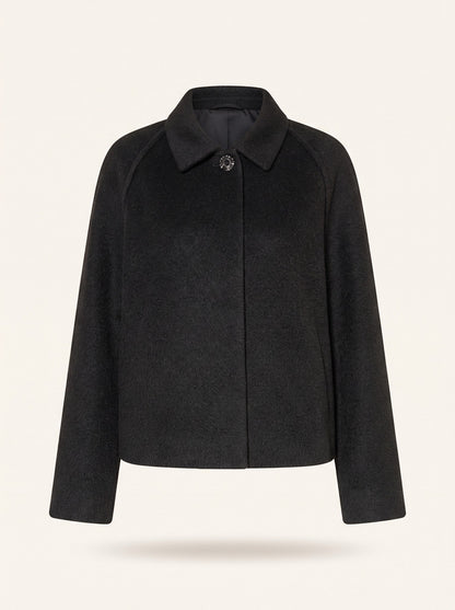 Women's Short Wool-Look Jacket – Black – packshot