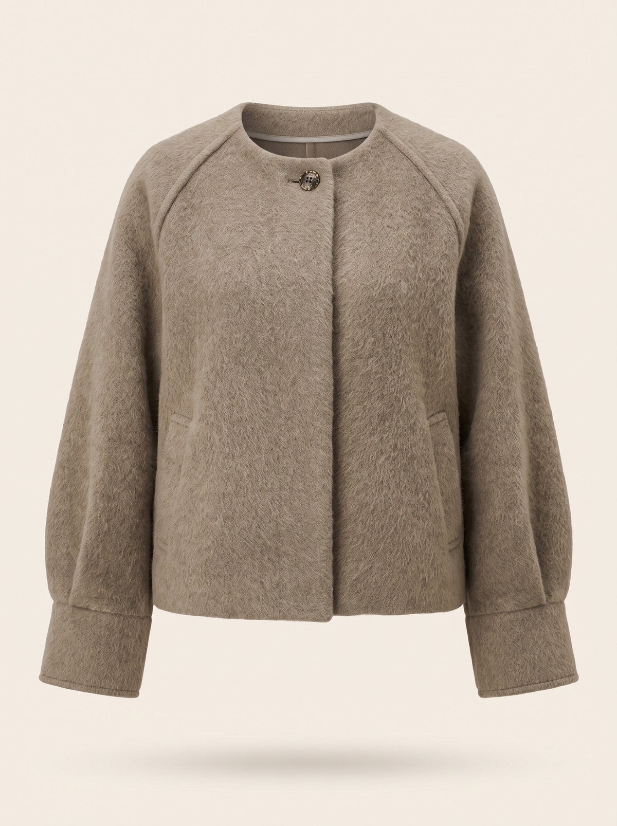 Women's Short Wool-Look Jacket – Khaki – packshot
