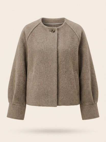 Women's Short Wool-Look Jacket – Khaki – packshot