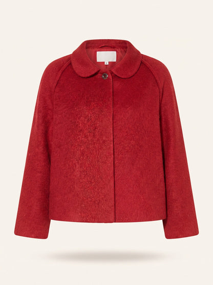 Women's Short Wool-Look Jacket – Red – packshot