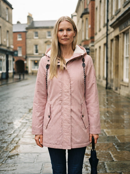 Women's Water-Repellent Hooded Coat – Pink – lifestyle
