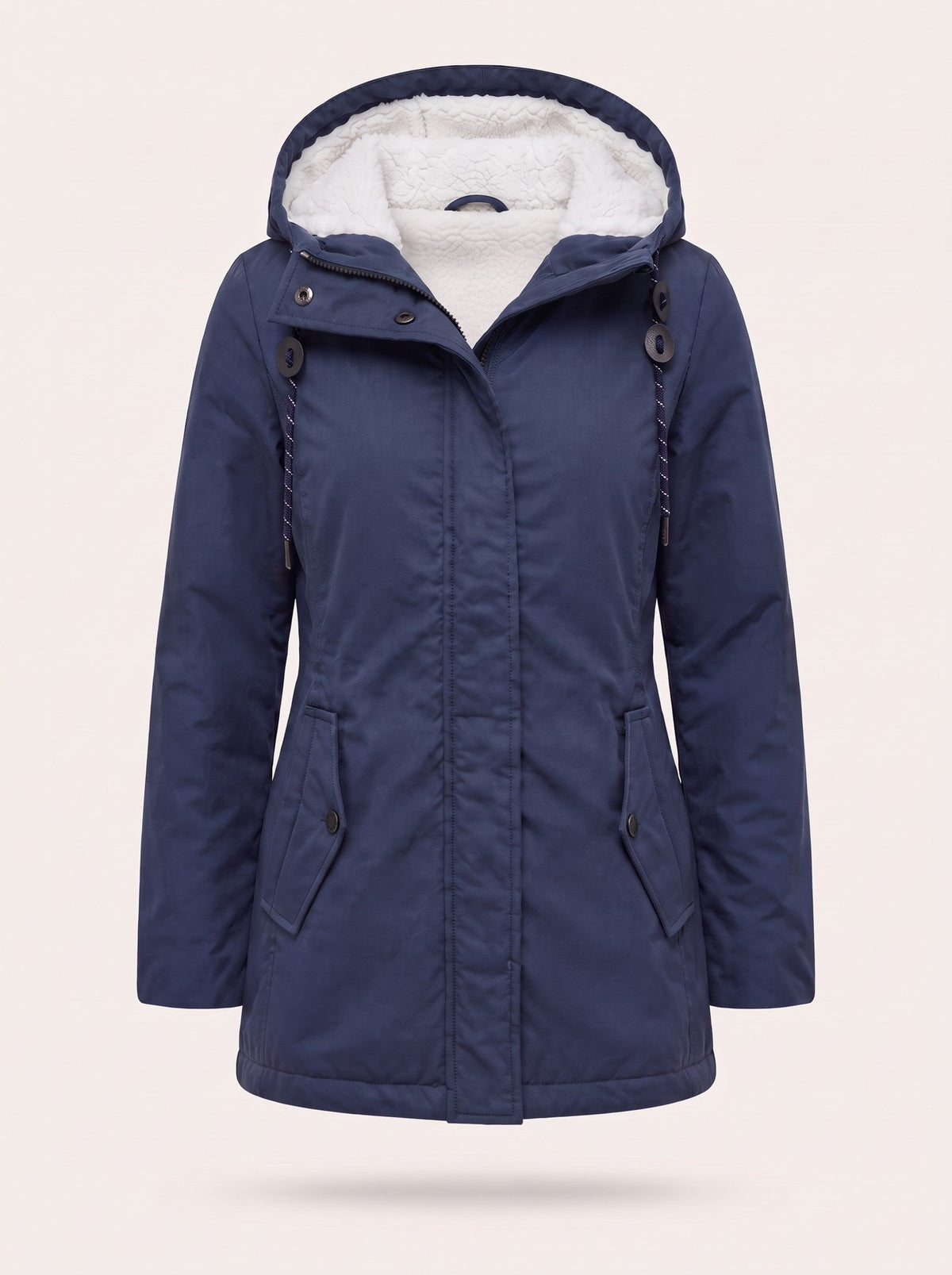 Women's Water-Repellent Hooded Coat – Navy Blue – packshot