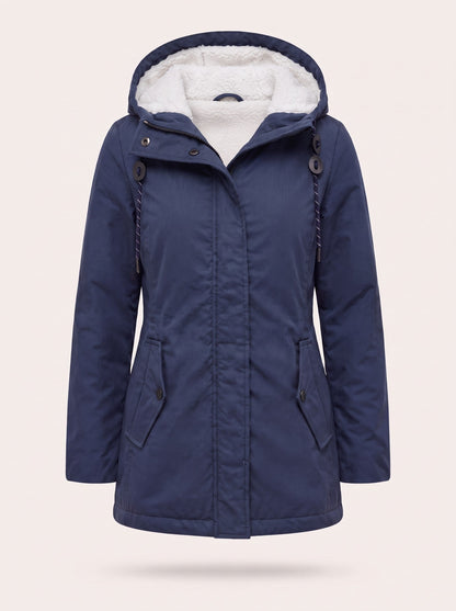 Women's Water-Repellent Hooded Coat – Navy Blue – packshot