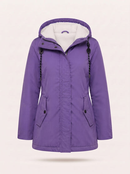 Women's Water-Repellent Hooded Coat – Purple – packshot