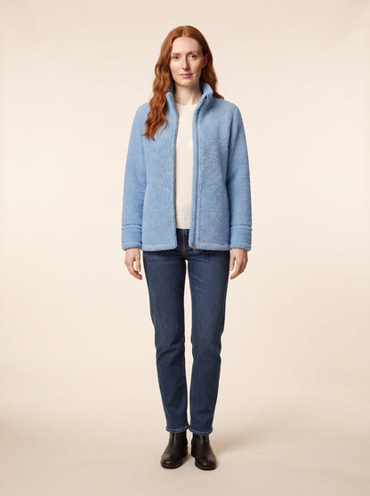 Women's Teddy Fleece Jacket – Light Blue – on model