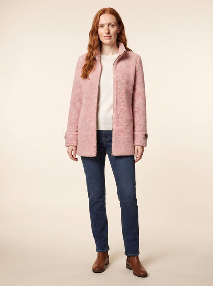 Women's Teddy Fleece Jacket – Pink – on model