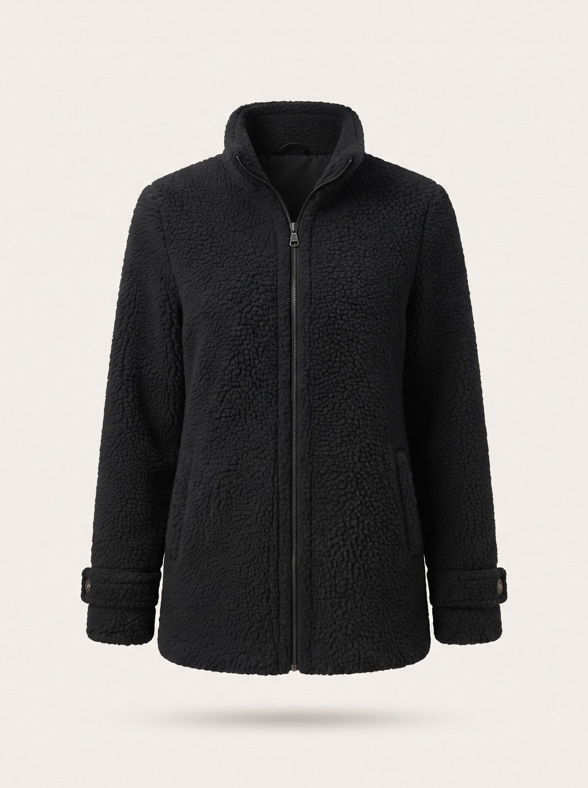 Women's Teddy Fleece Jacket – Black – packshot
