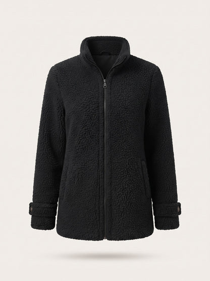 Women's Teddy Fleece Jacket – Black – packshot